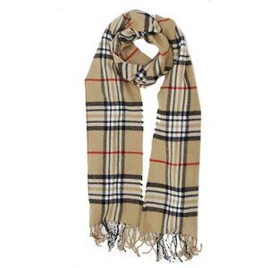 New Soft Cashmere Feel Plaid Check and Solid Winter Scarf